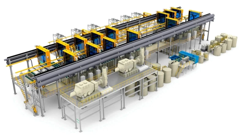 Plastic electroplating line