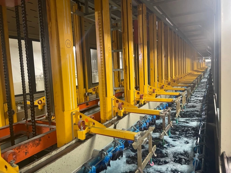 automatic electroplating line rack transfer system