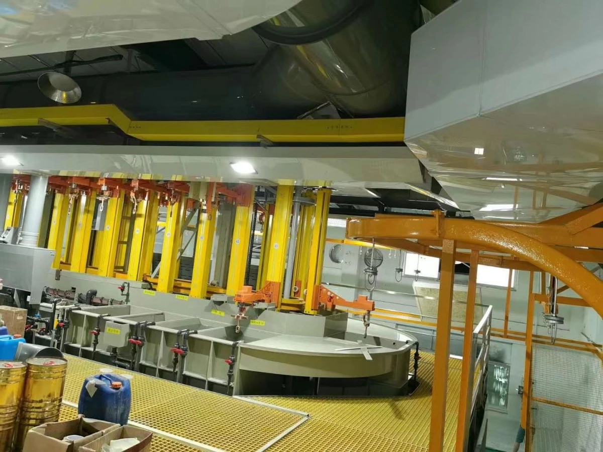 Workpiece racks in an automatic electroplating line