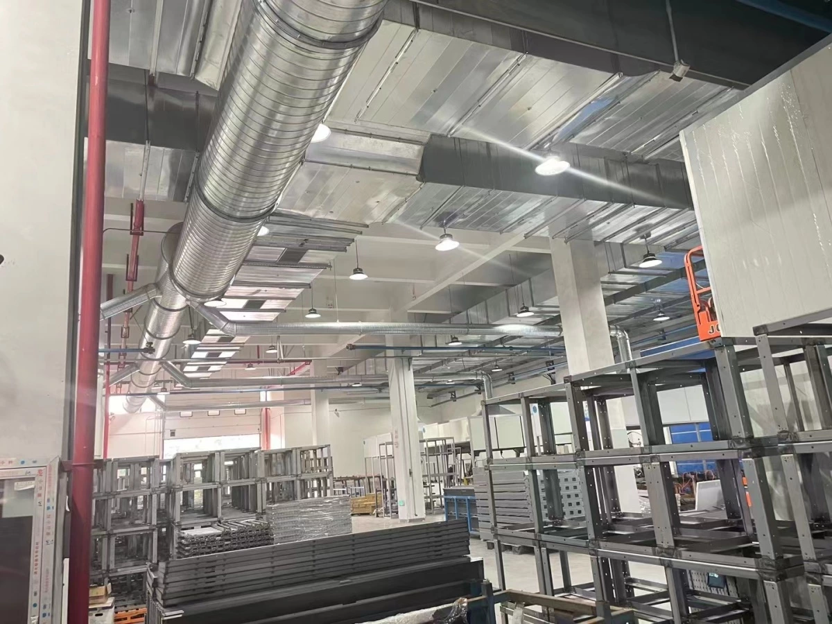 Exhaust ductwork above an electroplating production line