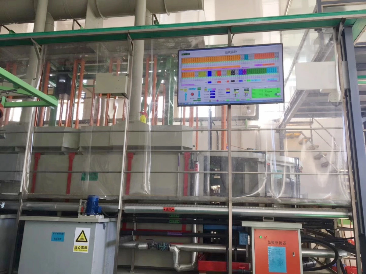 HMI control screen on an automatic electroplating line