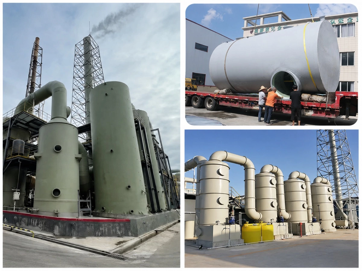 Electroplating exhaust gas treatment systems in different project configurations