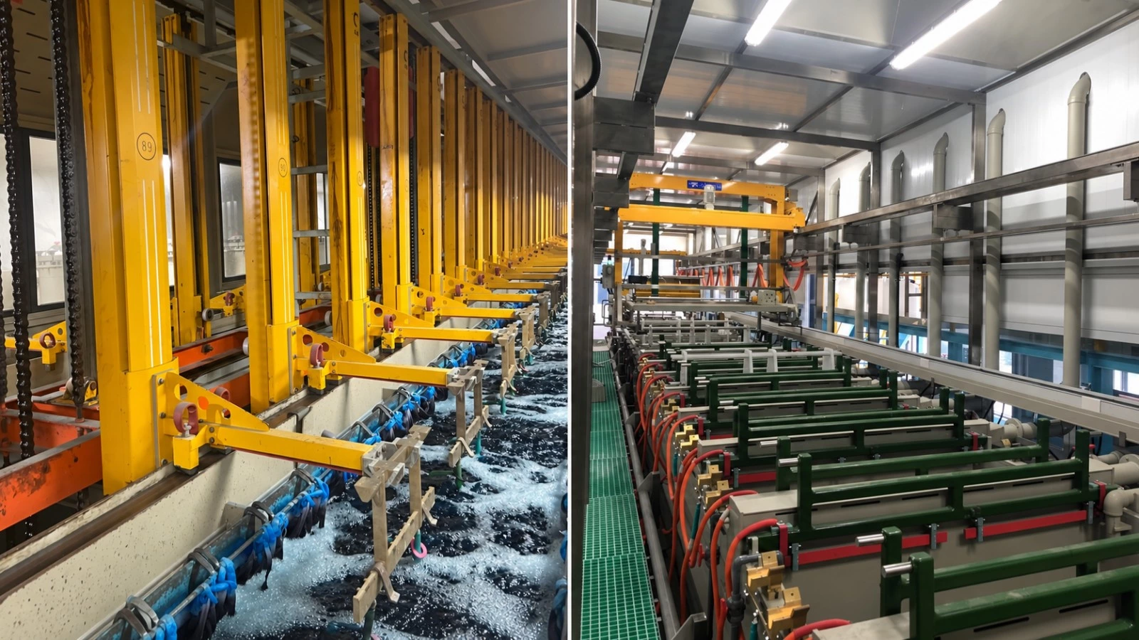 Rack plating and barrel plating electroplating line comparison