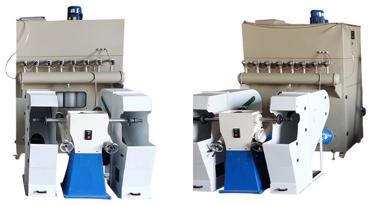 Mobile dust collector connected to grinding and polishing stations