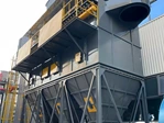 Industrial baghouse collector with inlet connection and multiple dust hoppers