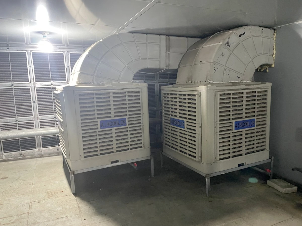 Industrial cooling equipment in an electroplating workshop